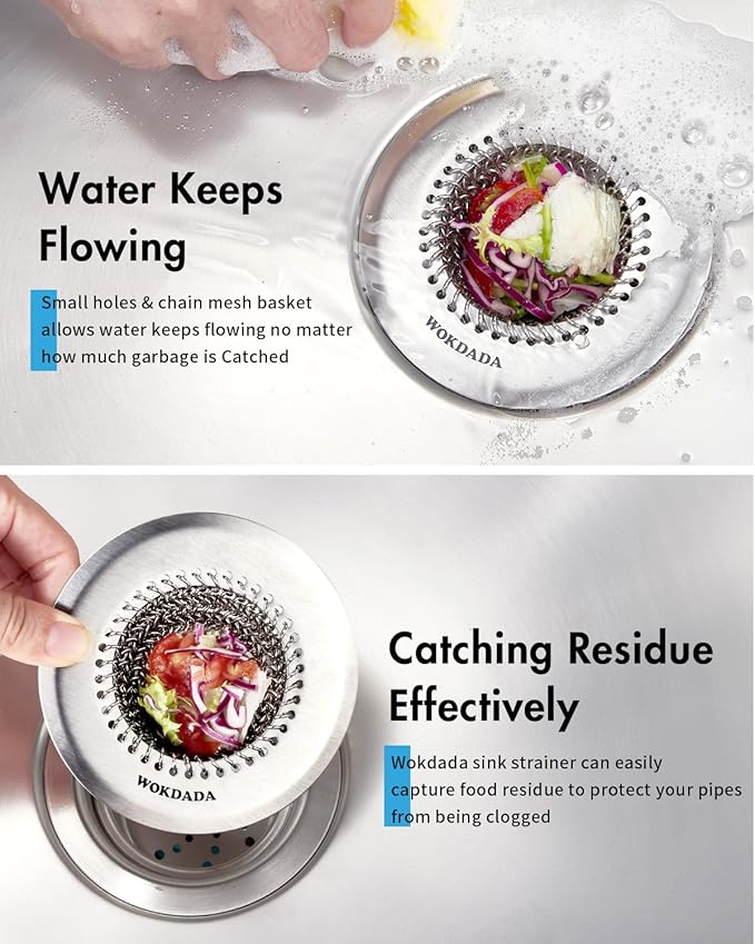 2Pack - Revolutionary Kitchen Sink Drain Strainer, Patented Reversible Kitchen Sink Strainer, 304 Stainless Steel Sink Strainer Basket
