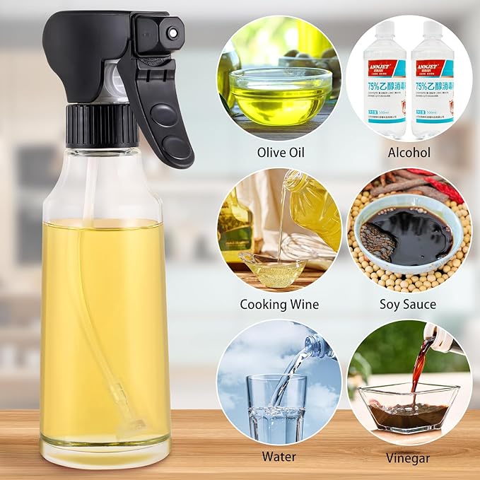 TaiCy Oil Sprayer for Cooking, 200ml Olive Oil Sprayer Bottle with Rotatable Nozzle, Premium Oil Spritzer Oil Mister for Air Fryer, Perfect for BBQ, Baking, Salad, Frying