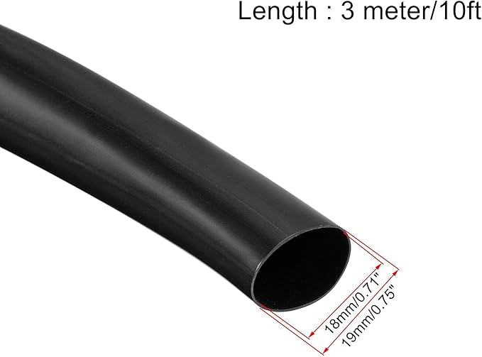 uxcell Black PVC Tube Wire Harness Tubing, 18mm ID 10ft Sleeve for Wire Sheathing Wire Protection