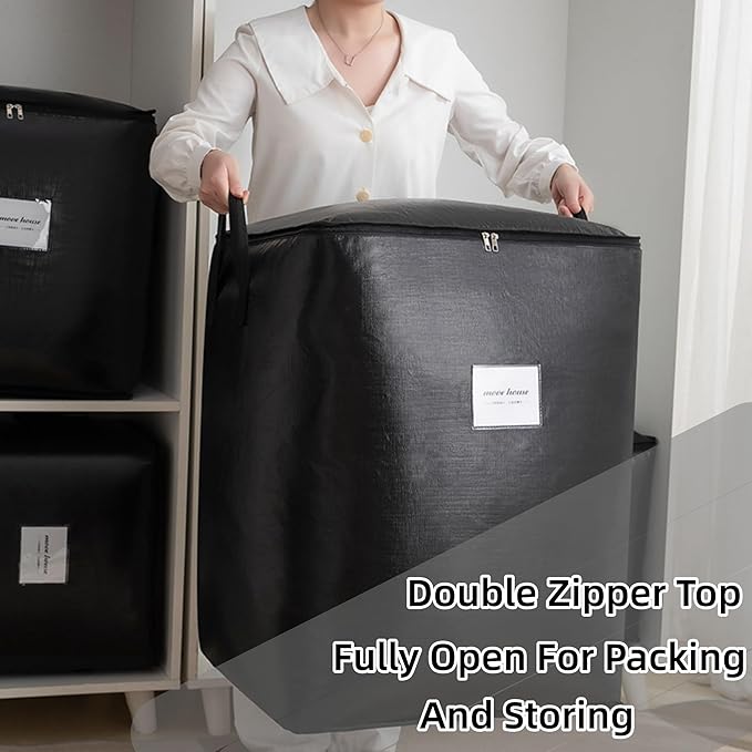 3 Pack 91L Storage Bags for Clothes, Moving Bags Heavy Duty Extra Large with Reinforced Handle, Storage Containers for Organizing Bedding, Blanket, Sheets, Pillows, Toys, Christmas Decorations