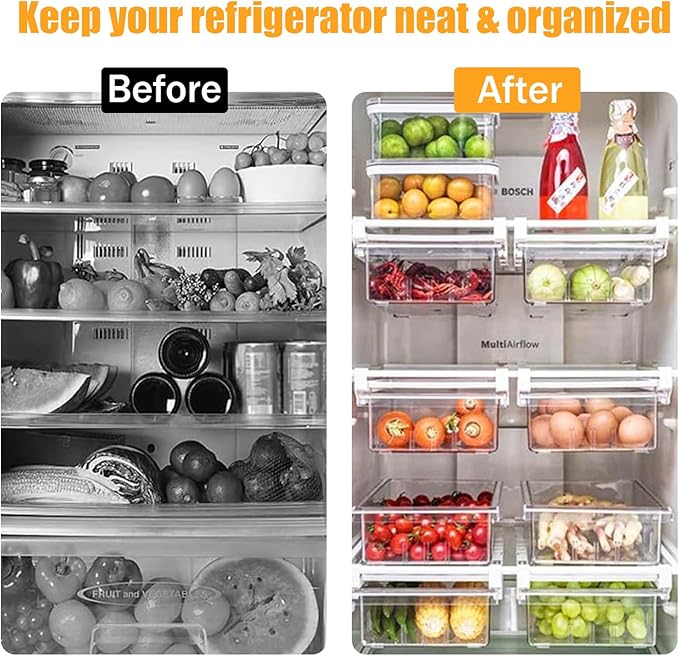 2 Pack Fridge Drawer Organizer Egg Holder For Refrigerator Pull Out