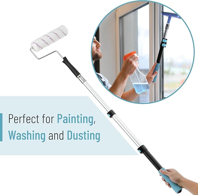 Bates- Extension Pole, 1.4 to 3 Ft Pole, Black & Blue, ‎Telescoping Pole, Extendable Pole, Telescopic Pole, Paint Pole, Paint Roller Extension Pole