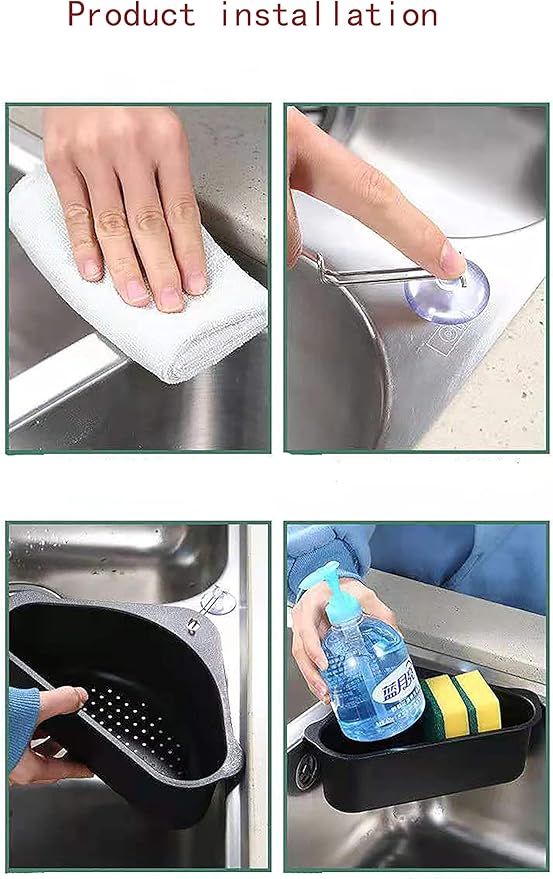 Stainless Steel Sink Strainer Basket Triangle Sink,Triangle Sink Drainer Basket for Sink Food Strainer or Storage Rack (silver)