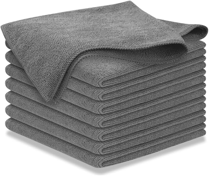 USANOOKS Microfiber Cleaning Cloth Grey - 8 Pcs (12.5"x12.5") - High Performance - 1200 Washes, Ultra Absorbent Microfiber Towel Weave Grime & Liquid for Streak-Free Mirror Shine - Car Washing Cloth