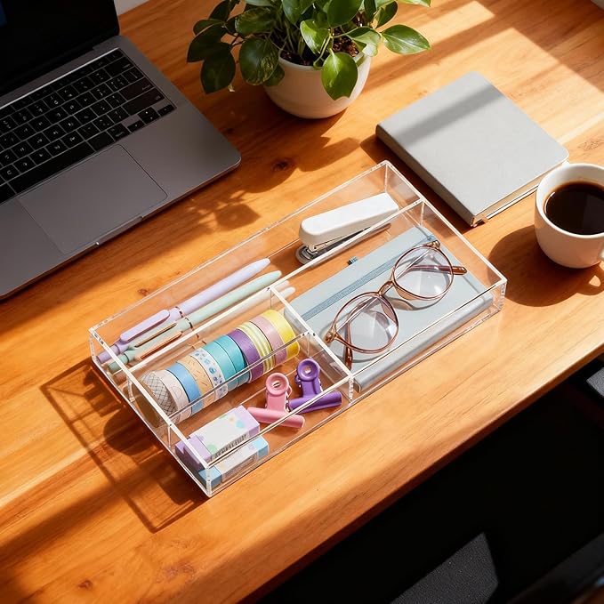Acrylic Desk Drawer Organizer 11 x 6.1 x 1.38 Inch Storage Tray Organizer