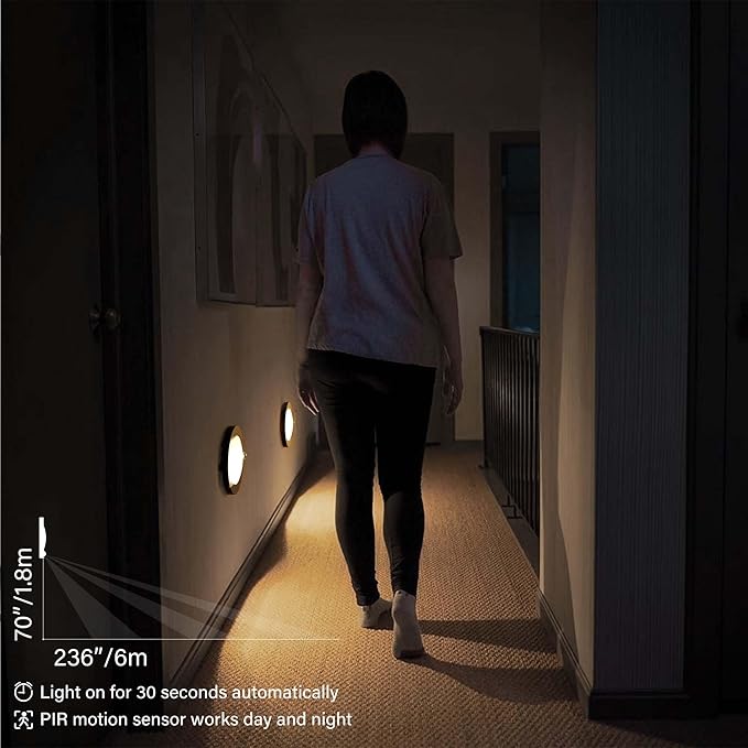 ZAGO LED 6" 120 Volts Closet Light Wired, PIR Motion Sensor Ceiling Disc Light, 15W, 1100 Lumens, CRI>80, 3000K Warm White for Closet, Laundry, Garage, Pantry, Wet Location, ETL, Black, 2 Packs