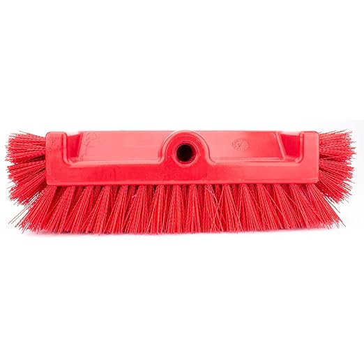 SPARTA Multi-Level Tile Scrub Brush 12" Wide Brush Head, Heavy-Duty Tile Cleaning Brush with End Bristles for Commercial Tiles, Tubs and Floor, Plastic, 12 Inches, Red, (Pack of 12)