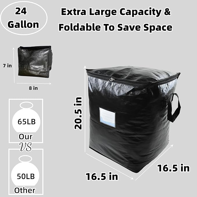 3 Pack 91L Storage Bags for Clothes, Moving Bags Heavy Duty Extra Large with Reinforced Handle, Storage Containers for Organizing Bedding, Blanket, Sheets, Pillows, Toys, Christmas Decorations