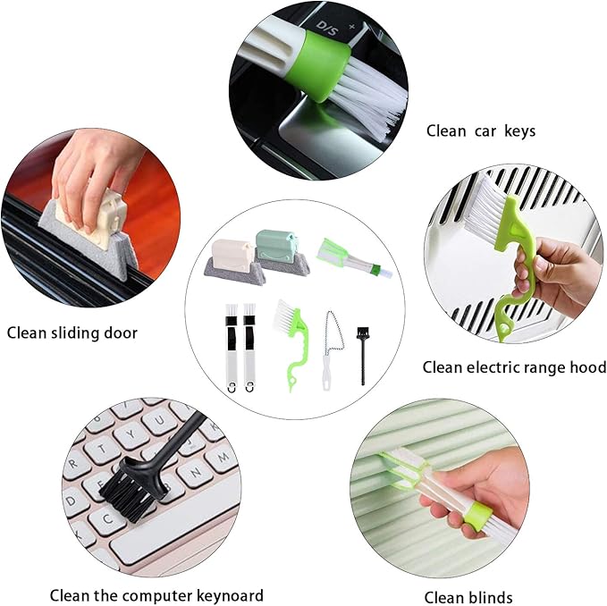 8 Pcs Hand-held Groove Gap Cleaning Tools,Door Window Track Cleaning Tools Groove Corner Crevice Cleaning Brushes for Sliding Door/Tile
