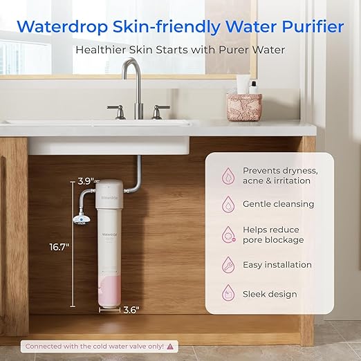 Waterdrop BFU1 Bathroom Sink Filter for Skincare, Strontium-enriched, Water Softner, Reduce 99.9% of Harmful Substance in Bathroom Sink Faucet