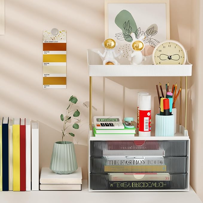 Strong 3 Drawers Bathroom Counter Organizer, 5 Tier Makeup Organizer
