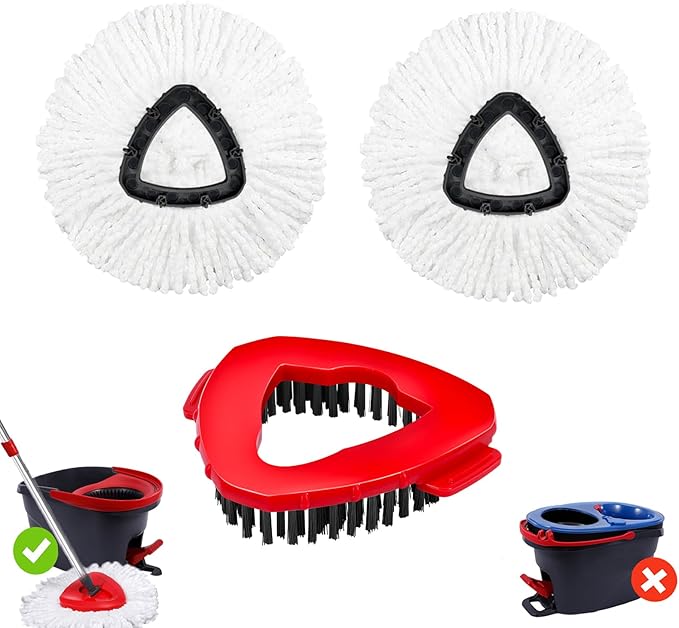 2 Pcs Mop Scrub Brush Head and 1 Mop Base Part Part Replacement Compatible with Oceda EasyWring 1 Tank System