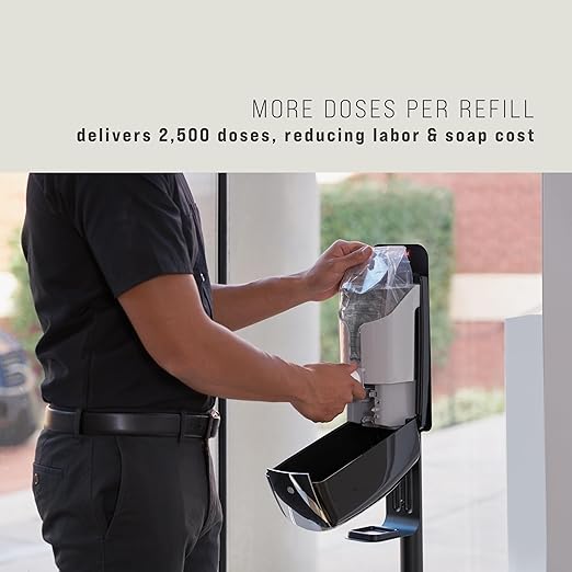Rubbermaid Commercial Products AutoFoam LumeCel Hand Soap & Sanitizer Dispenser, Black/Chrome, Battery Free, Powered by Indoor Light, Touchless, Wall Mount, for Restrooms in Offices/Hotels