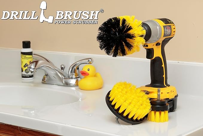 Drillbrush Drill Brush Attachment Set for Bathroom Cleaning – Power Scrubber Brush Kit for Tub, Tile, Shower, and Grout – All-Purpose Household Cleaning Brushes for Drill - Electric Grout Cleaner Kit