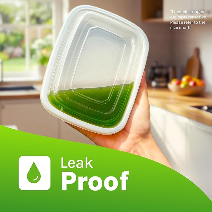 24oz Meal Prep Containers, Plastic Reusable Food Storage Containers with Airtight Lids, Microwave, Freezer and Dishwasher Safe, Sturdy, Food Safe White To Go Meal Boxes - 30 Pack