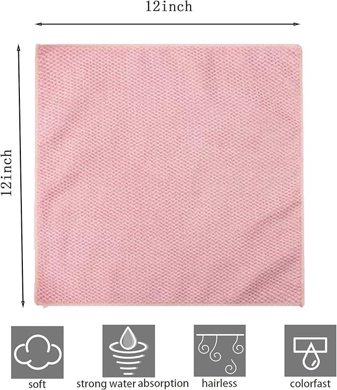 Microfiber Cleaning Cloths 12-Pack – Super Absorbent, Lint-Free Towels with Unique Corn Grain Texture – Reusable Barista Cloths for Espresso Machines, Glass, Kitchen & Car – 12x12 Inches