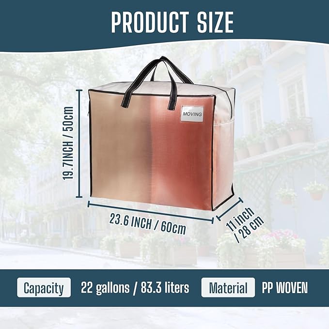 VENO 4 Pack Heavy Duty Moving Bags, Storage Bags, Packing Supplies, Top Zipper, Storage Totes for Camping, Clothes, Bedding, Comforters, Pillows (22 Gallon Clear, 4 Pack)