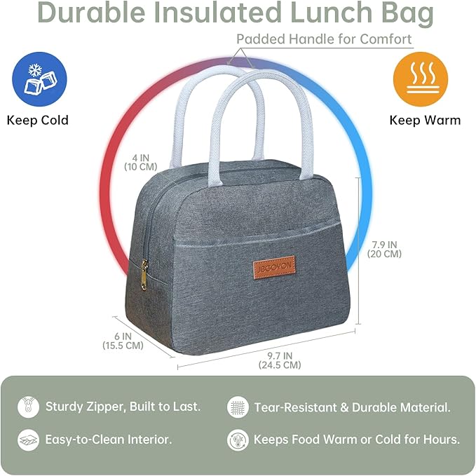 JBGOYON Bento Box and Lunch Bag Set, Leak-Proof Lunch Box for Adults and Kids with Built-in Utensils, Insulated for Work School Travel, Microwave & Dishwasher Safe, All-in-One (Light Green)