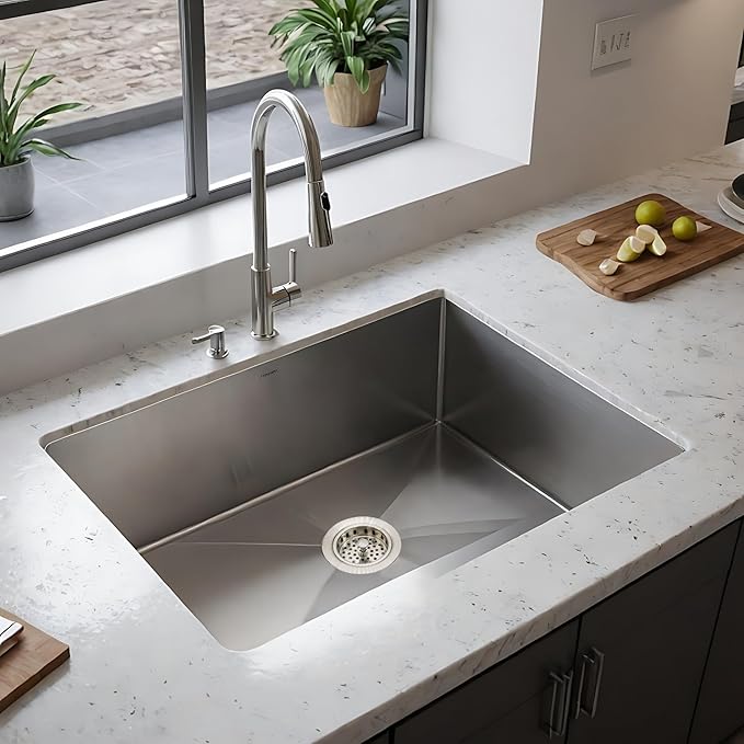 Westbrass D214-20 3-1/2" Post Style Large Kitchen Sink Basket Strainer, Stainless Steel