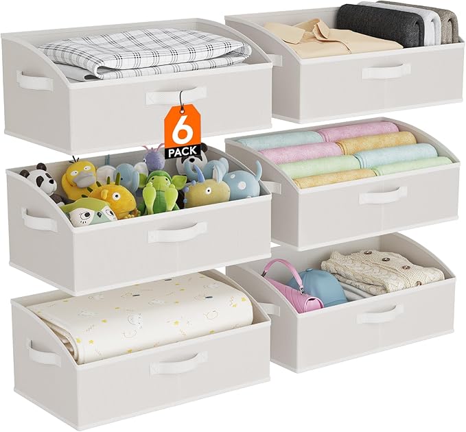 Trapezoid Closet Storage Bins for Shelf, White