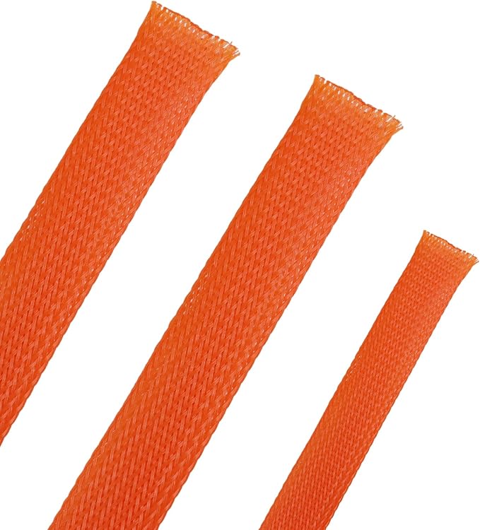 25ft PET Expandable Braided Cable Sleeve 1/2inch(12mm) Pet Braided Cable Sleeve for Audio Video Device Wire Automotive Wire (Orange)