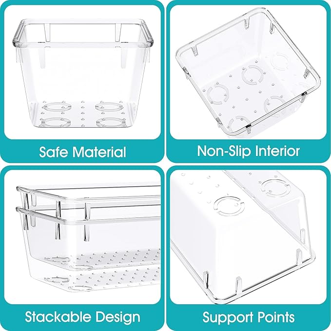 7 PCS Clear Plastic Drawer Organizers Set, Gadgets and Office Accessories