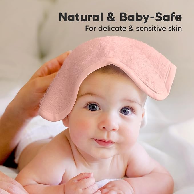 6-Pack Baby Washcloths – Soft Absorbent Viscose from Bamboo Washcloths for Face, Body, Baby Towels for Newborn, Kids, Toddlers, Infant,Gentle on Sensitive Skin,10x10 Reusable Face Towels(Blush Pink)