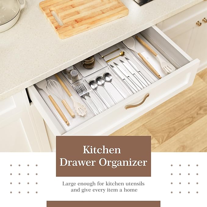 14 PCS Clear Plastic Drawer Organizer Set