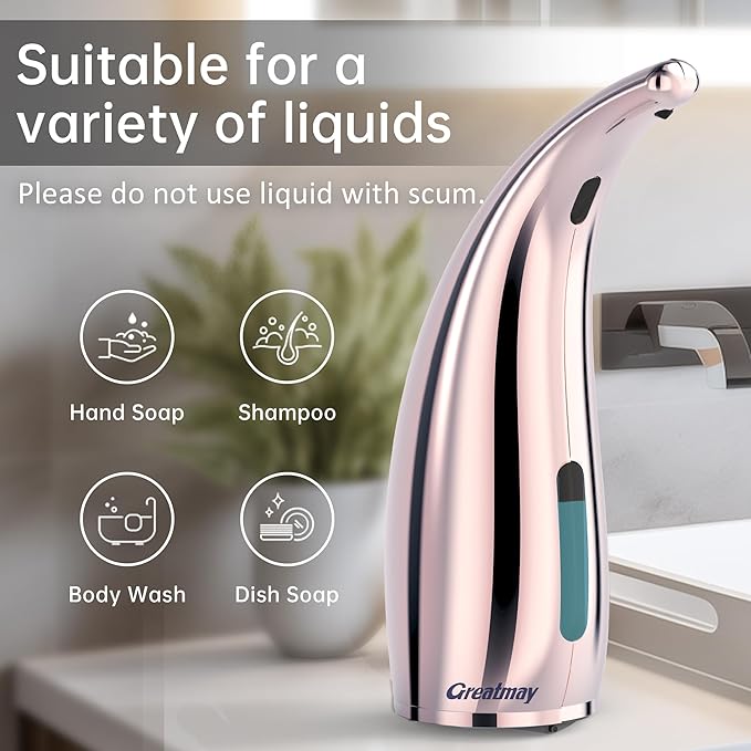 Adjustable Automatic Soap Dispenser Touchless, 4 Adjustable Levels Touchless Sensor Liquid Soap Pump Dispenser，300ml Rechargeable Magnetic Charging Hand Soap Dispenser for Kitchen，Bathroom