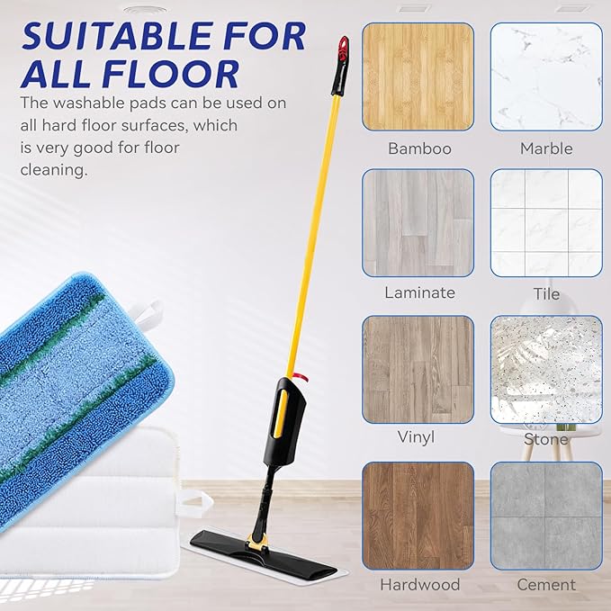 Upgraded Replacement Microfiber Mop Pads for Rubbermaid Commercial 18 Inch Mop 17 Inch Mop, Reusable Wet & Dry Commercial Cleaning Flat Mop System 18" 17" Refill Head for Multi-Surface Floor-2 Pack