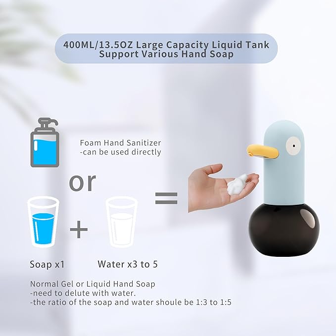 Automatic Touchless Soap Dispenser, Rechargeable Foaming, Touch Free Foam Sanitizer Soap Dispenser for Kitchen, Bathroom, Restaurant, Office.(13.5oz/400ml) Blue