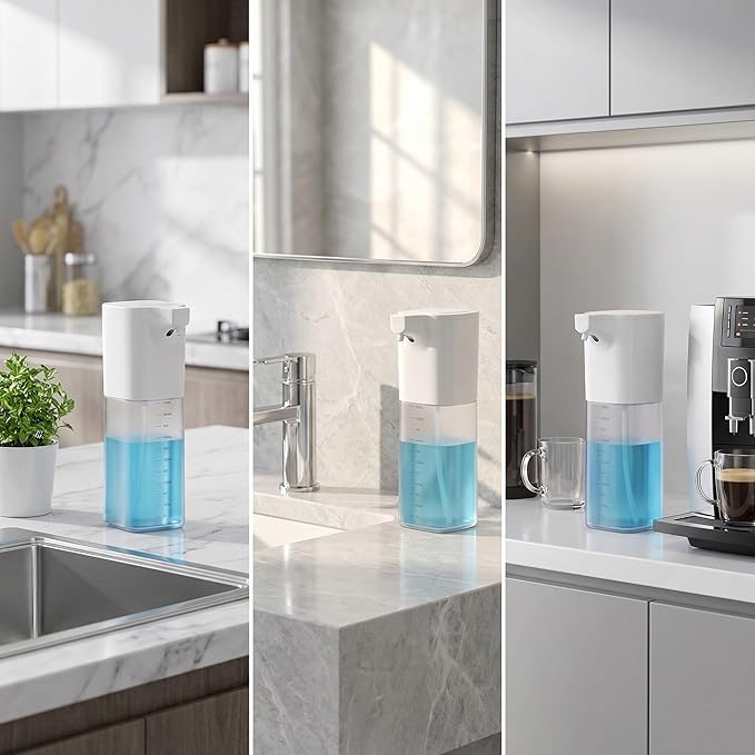 Automatic Foaming Soap Dispenser,Touchless Foam Soap Dispenser 4-Level Adjustable Electric,Auto Bathroom Kitchen Hand Soap Dispenser,18.6oz/550ml,Wall Mounted,Rechargeable