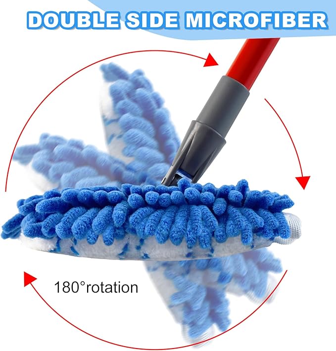 Microfiber Mops for Floor Cleaning, Flat Mop with 3 Reusable Pads and Extendable 58" Long Handle for O Cedar Dual-Action Microfiber Flip Mop , Dust Mop for Hardwood Floors, Wet & Dry Use