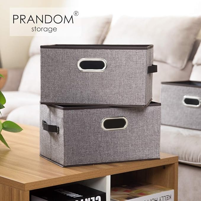 PRANDOM Fodable Baskets (5-Pack) - Grey Storage Cubes - 11.5x8.5x6.7 Inch