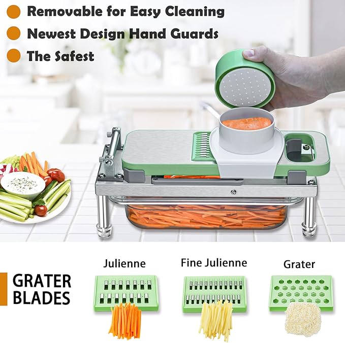 Vegetable Chopper, Veggie Chopper With 8 Blades, Onion Cutter with Container, Pro All-in-1 Food Dicer, Mandoline Slicer, Stainless steel materials Salad Grater