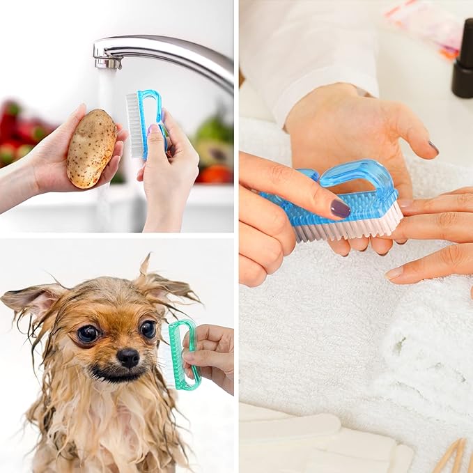 Larbois Handle Grip Nail Brush, Hand Fingernail Brush Cleaner Scrubbing Kit Pedicure for Toes and Nails Men Women (4 Pack)