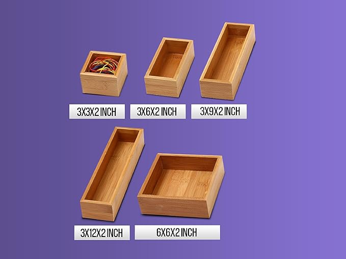YBM HOME & Kitchen Bamboo Drawer Organizer Box 14" Lx10 Wx2 H #319