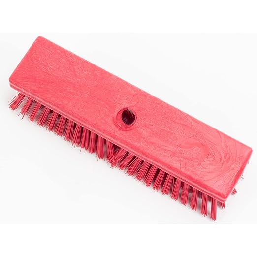 SPARTA Plastic Floor Scrub Brush, Brush Head Only, Deck Brush with ACME Standard Thread Fitting for Deck, Industrial Kitchens, and Hospitals, 10 Inches, Red, (Pack of 6)