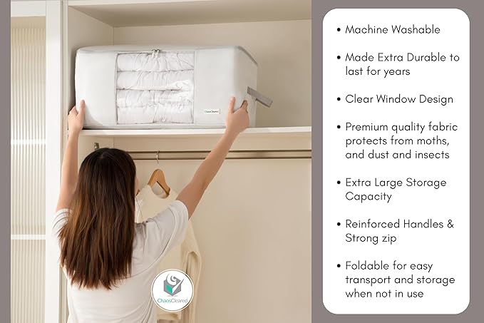 Comforter Storage Bag - Folding Organizer bag for King/Queen Comforters, Pillows, Blankets, Bedding/Quilt, Blanket, Duvet, Mothproof Space Saver