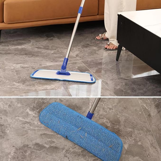 18" Professional Microfiber Mop Floor Cleaning mop, Flat Mop with Stainless Steel Handle,4 Reusable Washable Mop Pads and mop Pads Brush,Microfiber Mop for Hardwood (18" Microfiber Mop)