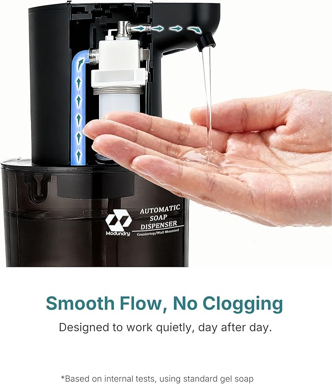 Automatic Soap Dispenser Touchless, 4-Level Adjustable Liquid Soap Dispenser, 13.5oz/400ml USB Rechargeable, IPX5 Waterproof, Countertop or Wall Mount, for Kitchen Bathroom, Black