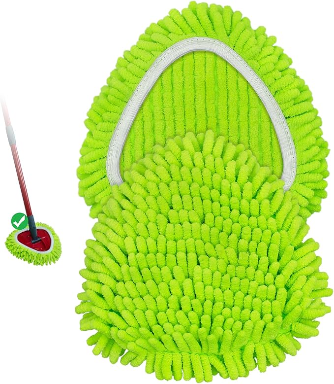 Mop Replace Heads for Ocedar Mop Heads Replacements Easywring 1-Tank System,Spin Mop Replacement Head for Floor Clean,2 Pack Chenille Mop Refills,Washable and Reusable Mop Head Replacement,Green