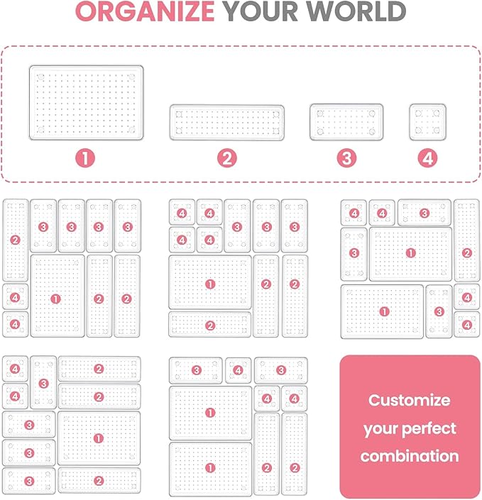 DAY Makeup Drawer Organizer Trays 17 PCS