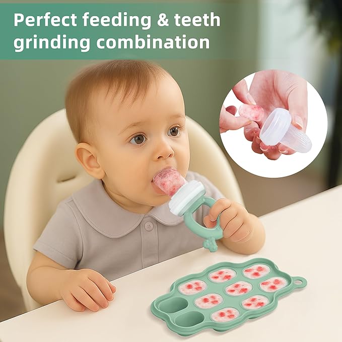 16 Pack Silicone Baby Feeding Set, BPA-Free Baby LED Weaning Supplies, Include Suction Plates, Baby Bowls, Silicone Fork & Spoon, First Stage Baby Food Eating Utensils - 6+ Months (Dark Green, 16)
