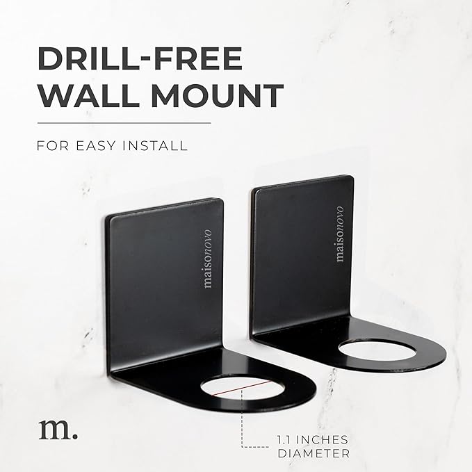 MAISONOVO Adhesive Soap Holder | Shampoo Bottle Holder Set of 2 - Black | Soap Bottle Holder | Wall Mounted Soap Holder | Soap Dispenser Holder