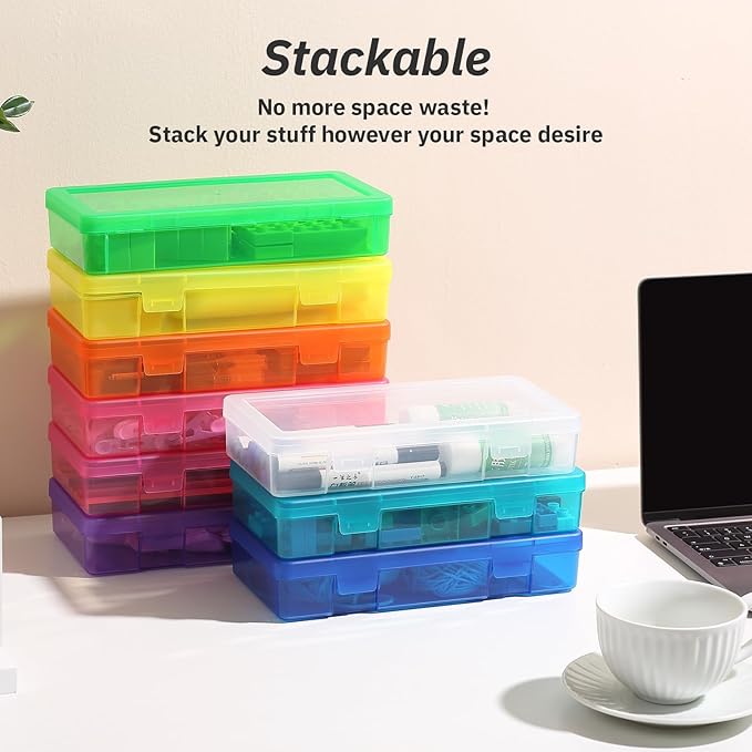Plastic Clear Storage Containers for Organizing, 9 Pack Medium -Color