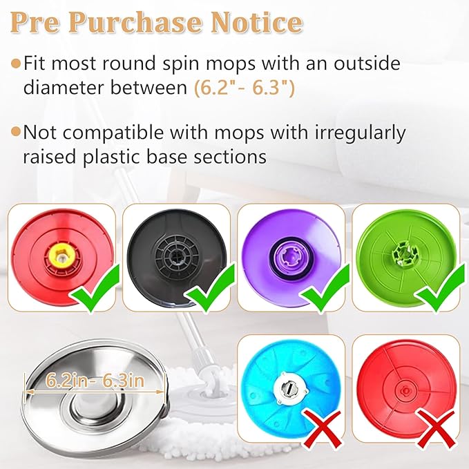 NICEMOVIC 5 Pack Spin Mop Replacement Head for 360° Spin Mop System, Round Shape Standard Universal Size Mop Head, Microfiber Spin Mop Refills Easy Cleaning and Machine Washable