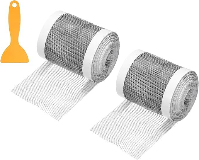 uxcell 2Pcs Disposable Shower Drain Cover Hair Catcher, 2.76in x 16.4ft Self Adhesive Mesh Hair Stopper with Removal Tool for Bathroom Kitchen Linear