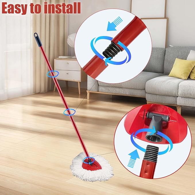 Mop Handle for Ocedar, Spin Mop Handle for O Cedar 4-Section 28.5-to-55inch Mop Replacement Stick Compatible with Ocedar Easy Wring Mop Refills Germany Screw Joint