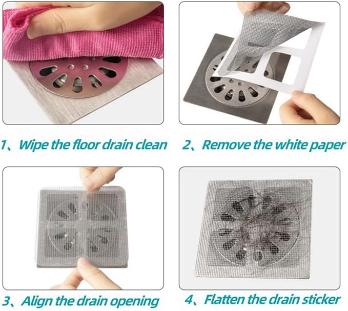 2025 New Disposable Shower Drain Hair Catcher, Shower Drain Cover Hair Catcher Mesh Stickers Floor Drain Sewer Hair Filter Screen Blocking Strainer for Bathroom Laundry Bathtub Kitchen (40PCS)